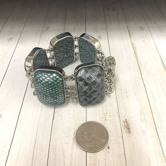 Snakeskin Silver Magnetic Bracelet - Picture 1 of 3